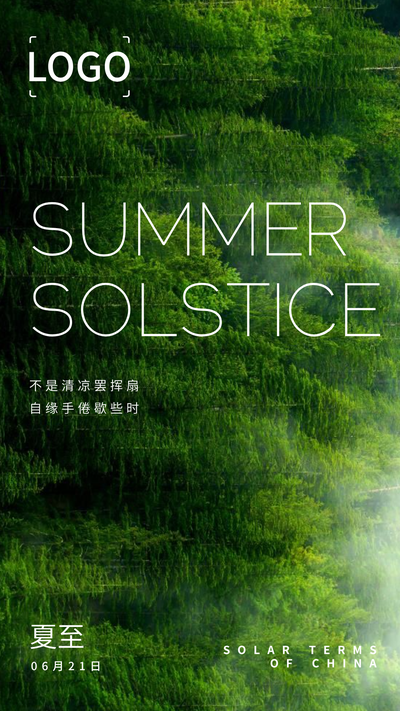 文艺实景夏至二十四节气手机海报PPT模板